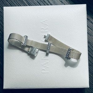 NWT Pandora Reflexions Mesh Bracelet with Three Charms
